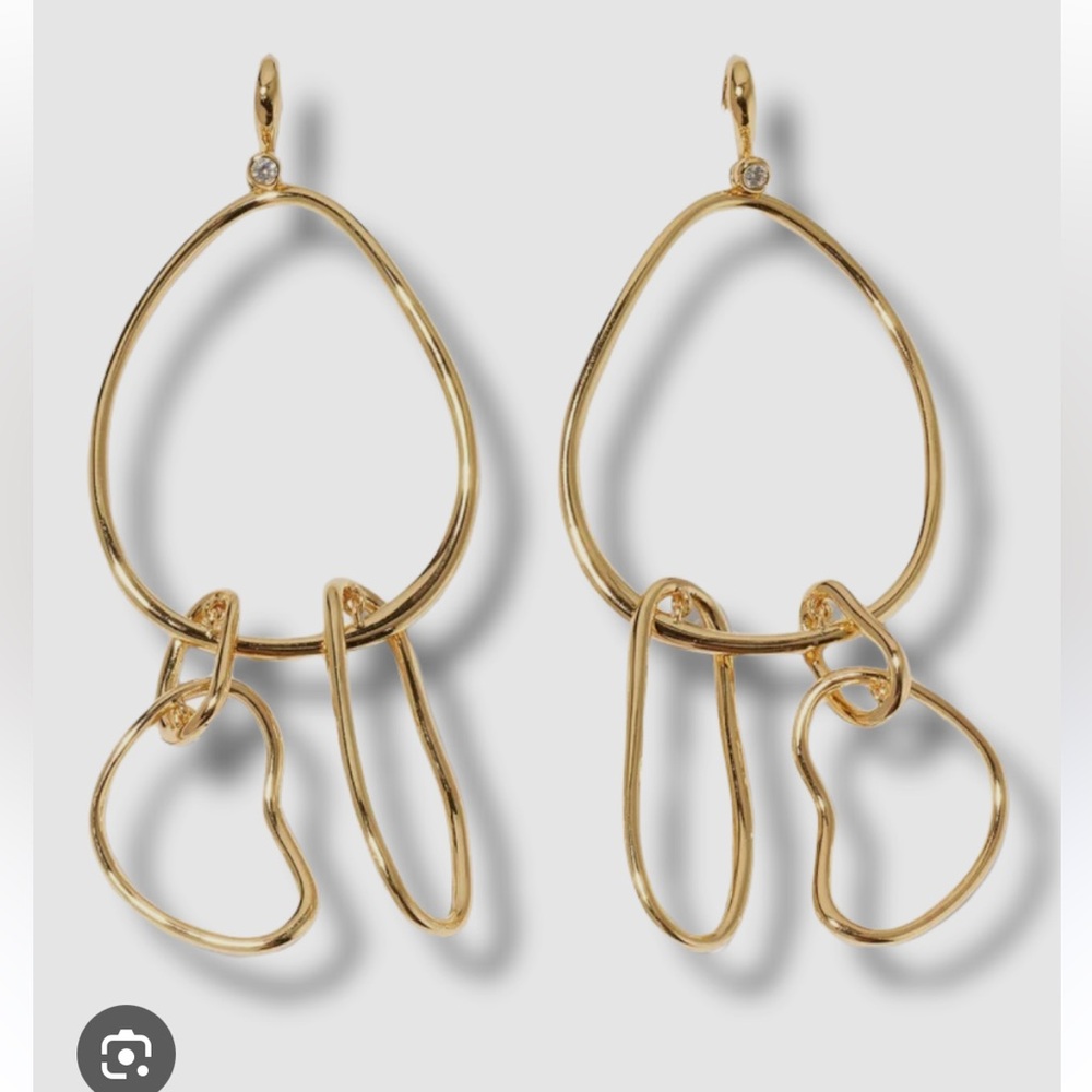 Alexis Bittar Gold Abstract Dangling Hoop Earrings